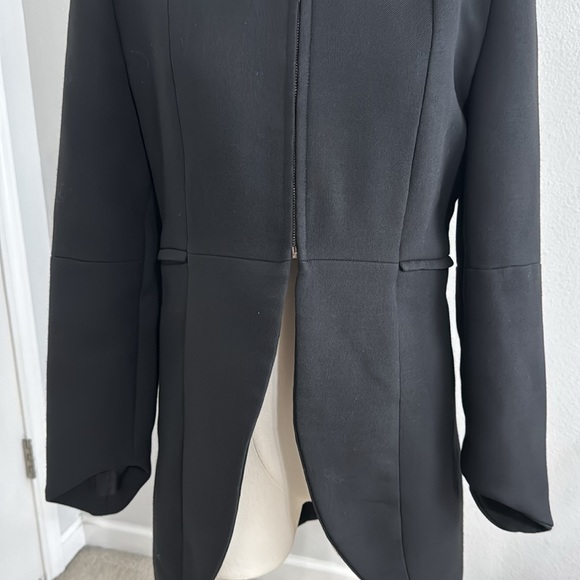 Snape ZARA Black Coat Jacket Zip Up High Low - Picture 3 of 12